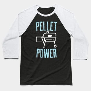 Pellet Power Smoker Design Jeans Blue White Baseball T-Shirt